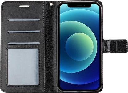 iPhone 12 Pro Max Hoesje Bookcase Cover met Kaarthouder - Zwart