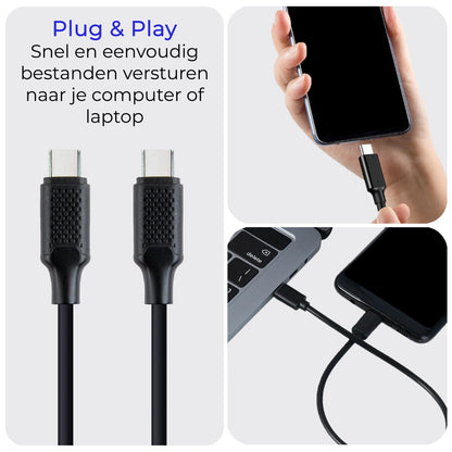 USB-C Kabels Oplaadkabel (100W) Datakabel USB C Kabel - USB C naar USB C Kabel - USB C Oplader - 1.5 meter - Zwart