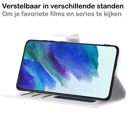 Samsung S21 FE Hoesje Bookcase Cover met Kaarthouder - Wit