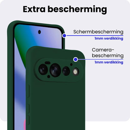 Google Pixel 11 Pro Hoesje Siliconen Backcover Lichtgewicht - Donkergroen