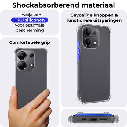 Xiaomi Redmi Note 13 4G Hoesje Shockproof Backcover Siliconen - Transparant