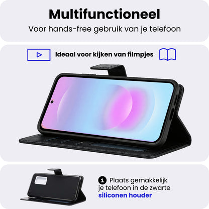 Samsung A37 Hoesje Bookcase Cover met Kaarthouder - Zwart