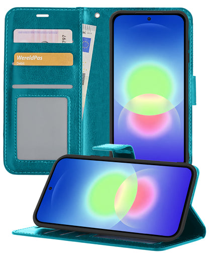 Samsung A27 Hoesje Bookcase Cover met Kaarthouder - Turquoise