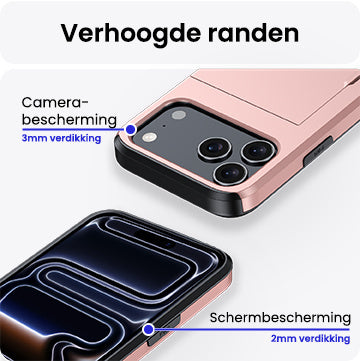 iPhone 17 Pro Max Hoesje Kaarthouder Hard Case Shockproof - Rosé goud