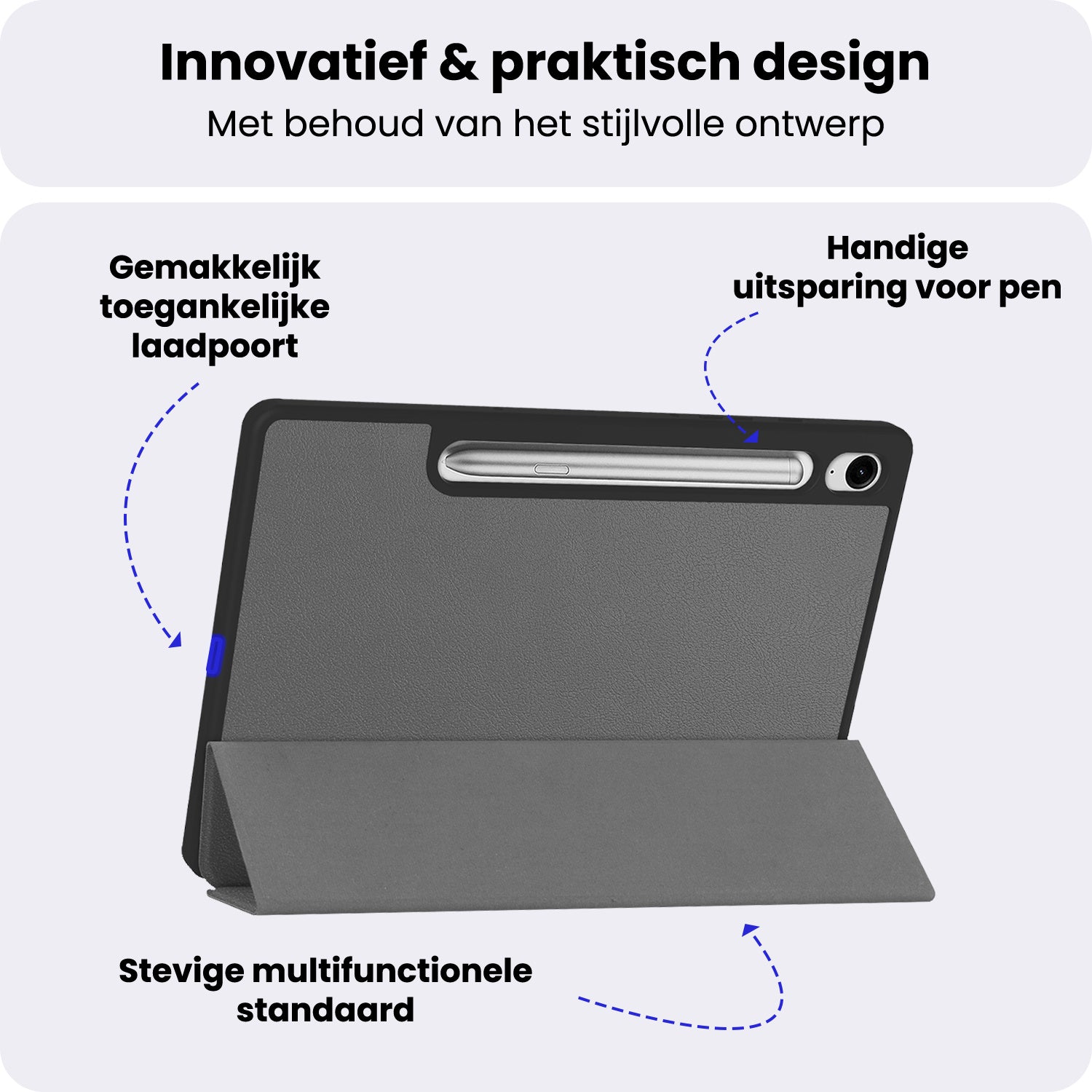 Samsung Galaxy Tab S10 FE Trifold Bookcase Hoes met Penhouder voor S P