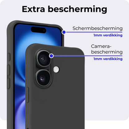 iPhone 16 Hoesje Siliconen Backcover Lichtgewicht - Zwart