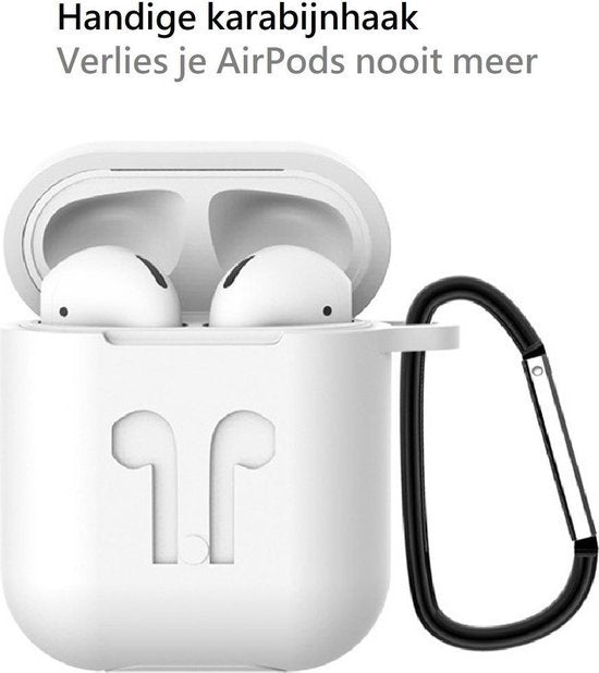 AirPods 1 Hoesje Siliconen 3-in-1 met Clip - Wit