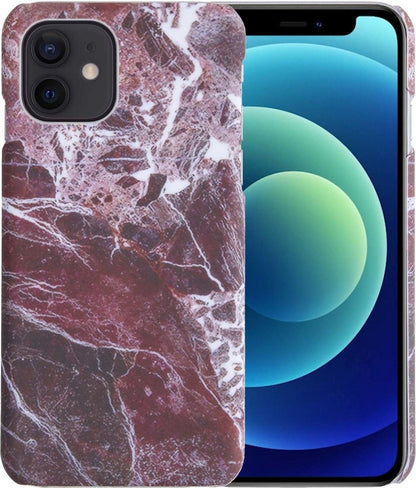 iPhone 12 Mini Hoesje Marmer Hard Case Cover - Rood