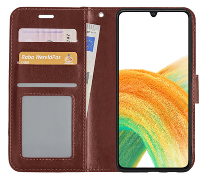 Samsung A33 Hoesje Bookcase Cover met Kaarthouder - Bruin