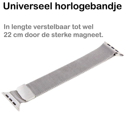 Milanese Horlogeband Geschikt voor Apple Watch 7 41 mm Bandje Milanees - Polsbandje Met Magneetsluiting Geschikt voor Apple Watch 7 41 mm Bandje Milanees - Zilver