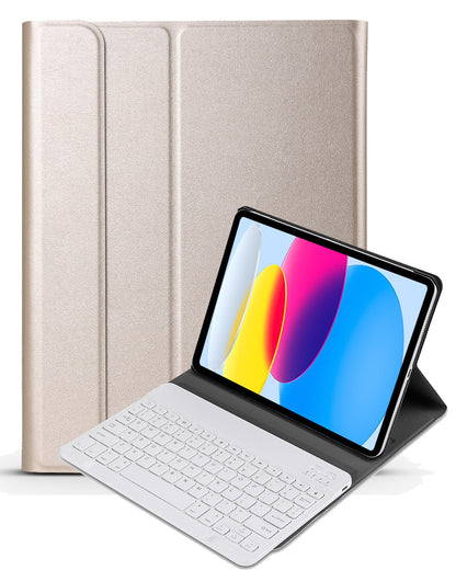 iPad 2022 / 2025 (A16 ) Toetsenbord Hoes met Uitneembaar toetsenbord - Goud