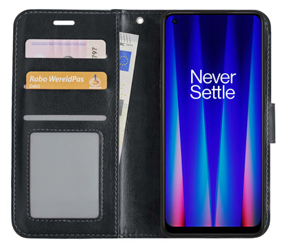 OnePlus Nord CE 2 Hoesje Bookcase Cover met Kaarthouder - Zwart