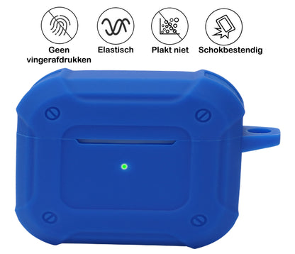 AirPods 3 Hoesje Shock Proof Case Siliconen met Clip - Donkerblauw