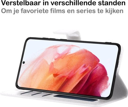 Samsung S21 Plus Hoesje Bookcase Cover met Kaarthouder - Wit