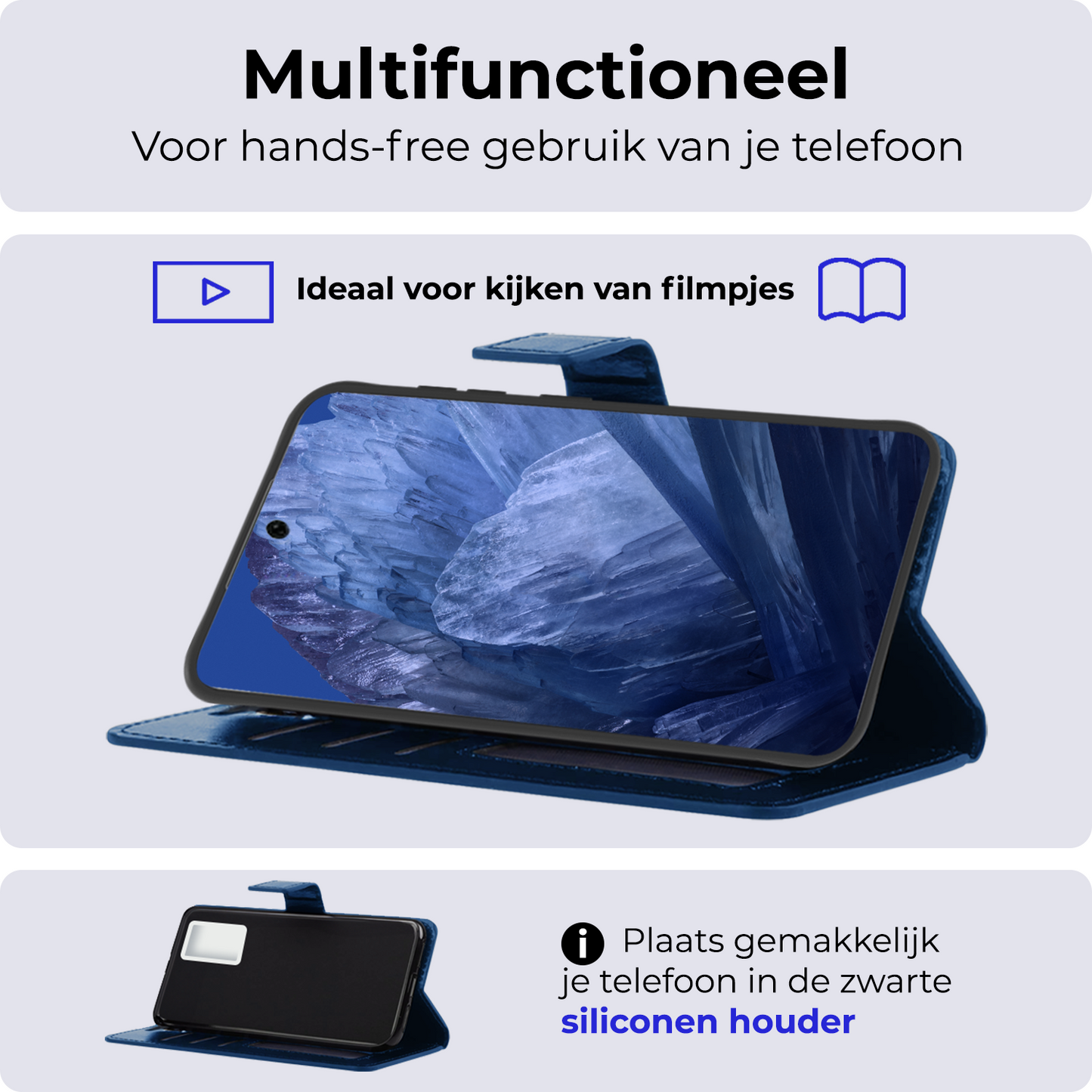 Google Pixel 8a Hoesje Book Case Kunstleer - Donkerblauw