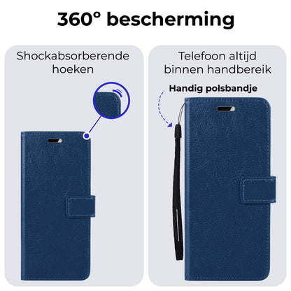 Samsung A25 Hoesje Bookcase Cover met Kaarthouder - Donkerblauw