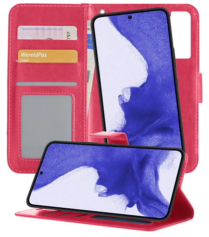 Samsung S22 Plus Hoesje Bookcase Cover Uitneembaar - Donkerroze