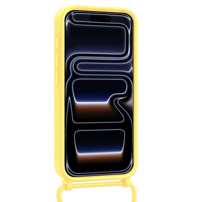 iPhone 17 Pro Max Hoesje Met Telefoonkoord en Pasjeshouder Siliconen - Geel