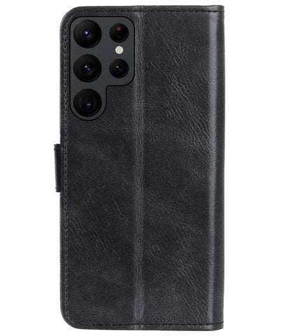 Samsung S22 Ultra Hoesje Bookcase Cover met Kaarthouder - Zwart