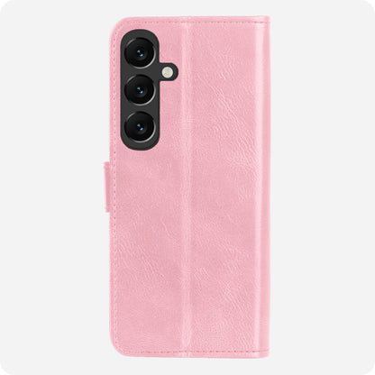 Samsung S25 Plus Hoesje Bookcase Cover met Kaarthouder - Lichtroze