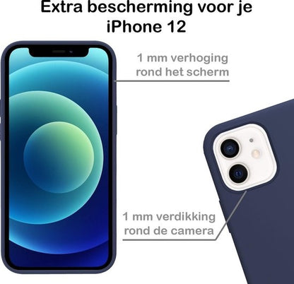iPhone 12 Hoesje Siliconen Backcover Lichtgewicht - Donkerblauw