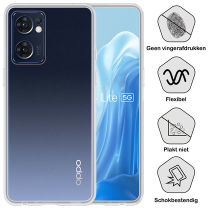 OPPO Find X5 Lite Hoesje Siliconen Backcover Lichtgewicht - Transparant