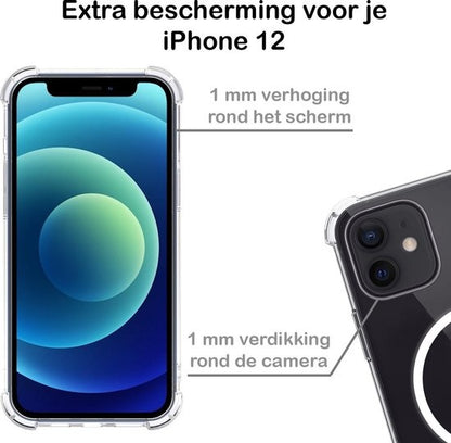 iPhone 12 Hoesje Geschikt voor Magsafe Backcover Shockproof - Transparant