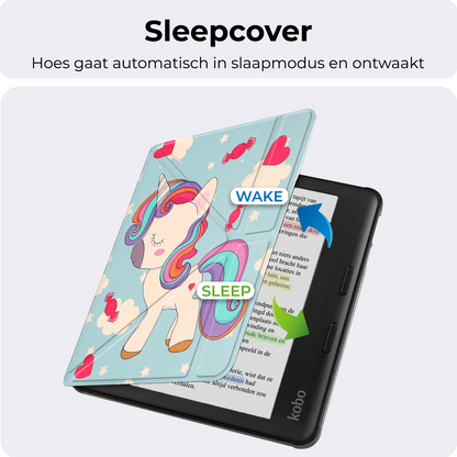 Kobo Libra Colour Trifold Bookcase Hoes - Eenhoorn