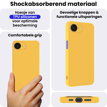 iPhone 16e Hoesje Siliconen Backcover Lichtgewicht - Geel