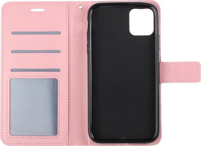 iPhone 12 Mini Hoesje Bookcase Cover met Kaarthouder - Lichtroze