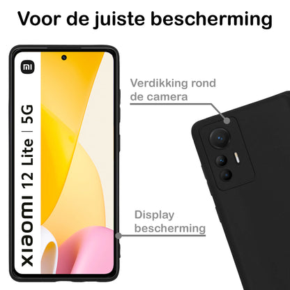 Xiaomi 12 Lite Hoesje Siliconen Backcover Lichtgewicht - Zwart