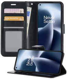OnePlus Nord 2T Hoesje Bookcase Cover met Kaarthouder - Zwart