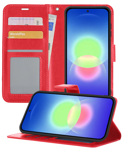 Samsung A27 Hoesje Bookcase Cover met Kaarthouder - Rood