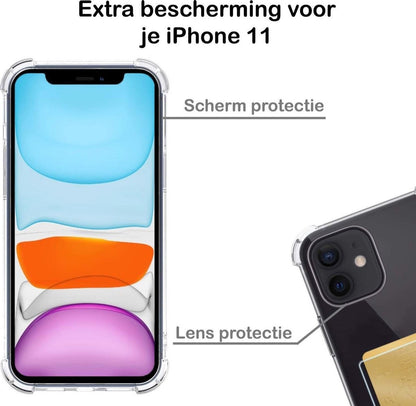iPhone 11 Hoesje Kaarthouder Backcover Shockproof - Transparant