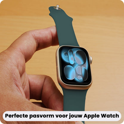 Apple Watch 1, 2, 3, 4, 5, 6, 7, 8, 9, 10, 11, SE - 42/44/45/46 mm Bandje Siliconen met verstelbare polsband - Donkergroen