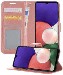 Samsung M22 Hoesje Bookcase Cover met Kaarthouder - Rosé goud