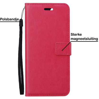 Samsung S22 Ultra Hoesje Bookcase Cover met Kaarthouder - Donkerroze