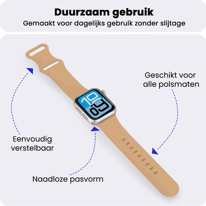 Apple Watch 1, 2, 3, 4, 5, 6, 7, 8, 9, SE - 38/40/41 mm Bandje Siliconen met verstelbare polsband - Walnoot