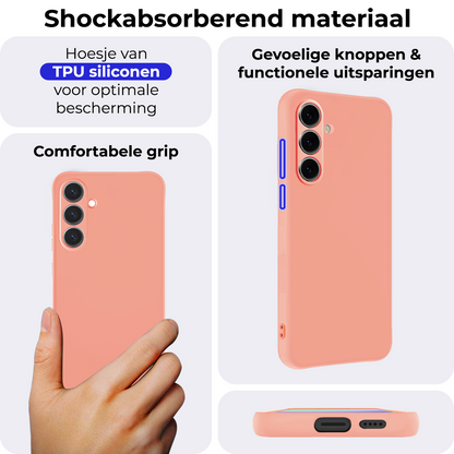 Samsung S24 FE Hoesje Siliconen Backcover Lichtgewicht - Perzik