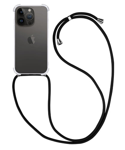 iPhone 15 Pro Max Hoesje met Koord Backcover Shockproof - Transparant