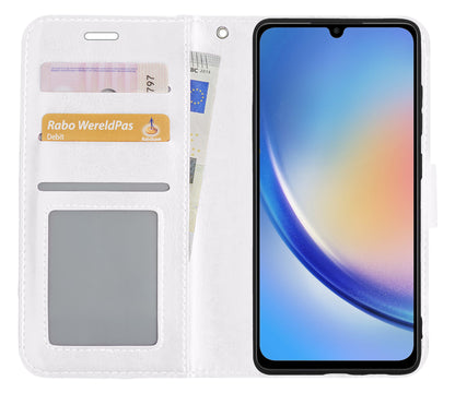 Samsung A34 Hoesje Bookcase Cover met Kaarthouder - Wit
