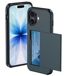 iPhone 17 Hoesje Kaarthouder Hard Case Shockproof - Donkerblauw