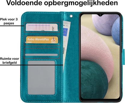 Samsung A12 Hoesje Bookcase Cover met Kaarthouder - Turquoise