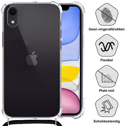 iPhone XR Hoesje met Koord Backcover Shockproof - Transparant