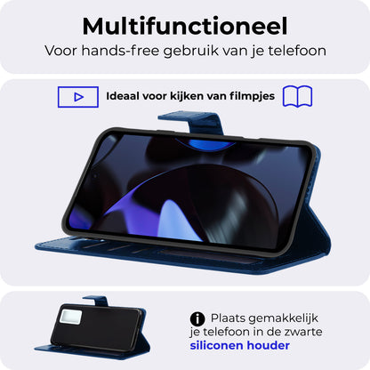 Google Pixel 10 Pro Hoesje Bookcase Cover met Kaarthouder - Donkerblauw