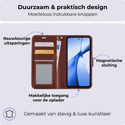 OnePlus Nord CE 4 Hoesje Bookcase Cover met Kaarthouder - Bruin