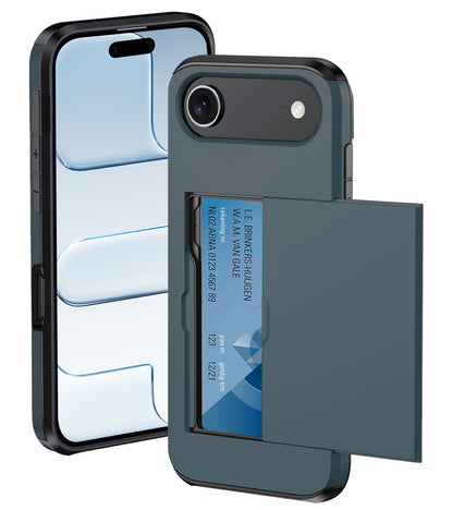 iPhone Air Hoesje Kaarthouder Hard Case Shockproof - Donkerblauw