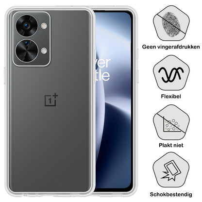 OnePlus Nord 2T Hoesje Siliconen Backcover Lichtgewicht - Transparant