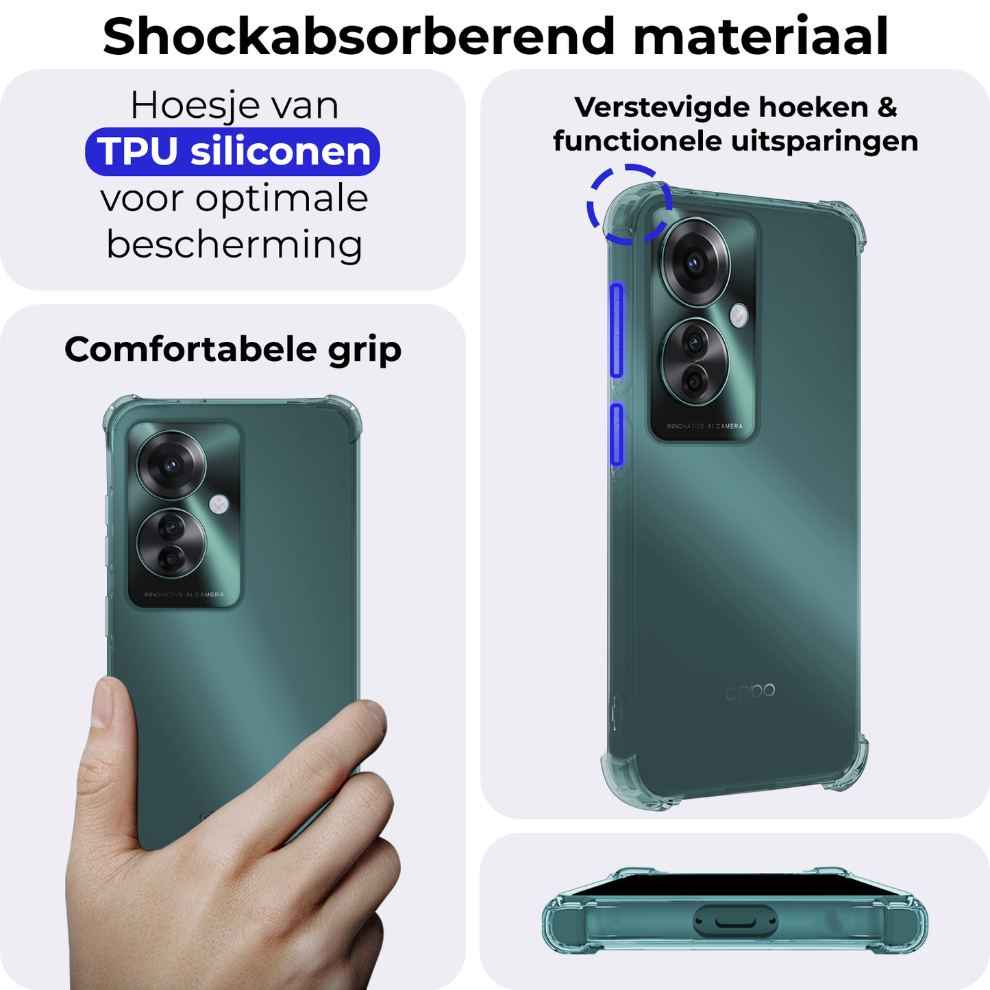 OPPO Reno 11F Hoesje Shock Proof Siliconen - Transparant