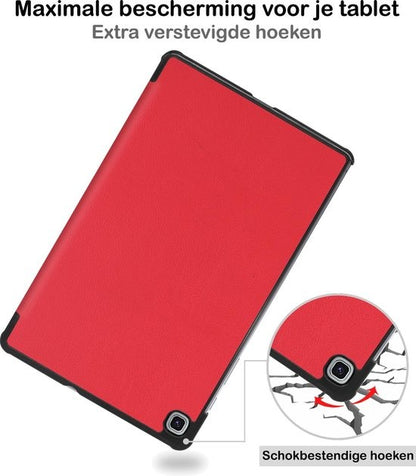 Samsung Galaxy Tab S6 Lite Trifold Bookcase Hoes - Rood